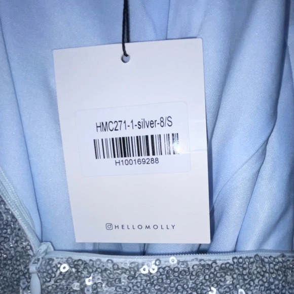 HELLO MOLLY Citadel Skies Mini Dress Silver Sequins Size 4 Prom Homecoming New - Picture 7 of 11